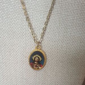Religious Pendant On Gold Tone Chain
